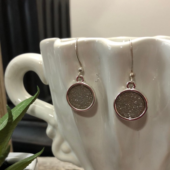 NWOT Silver Tone Glittery Disc Earrings! - Picture 2 of 5